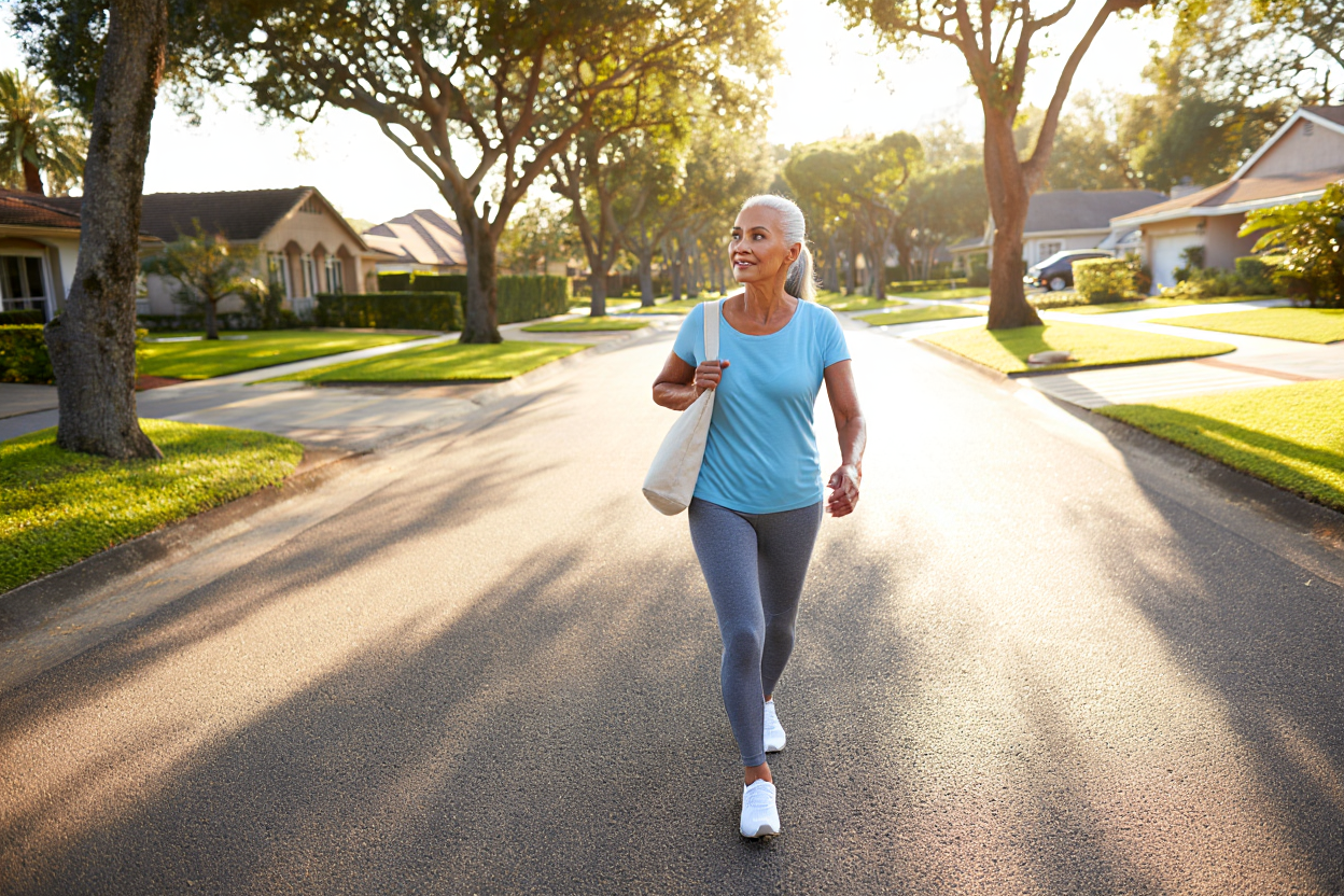 Personne marchant dans un parc pour augmenter son activité quotidienne