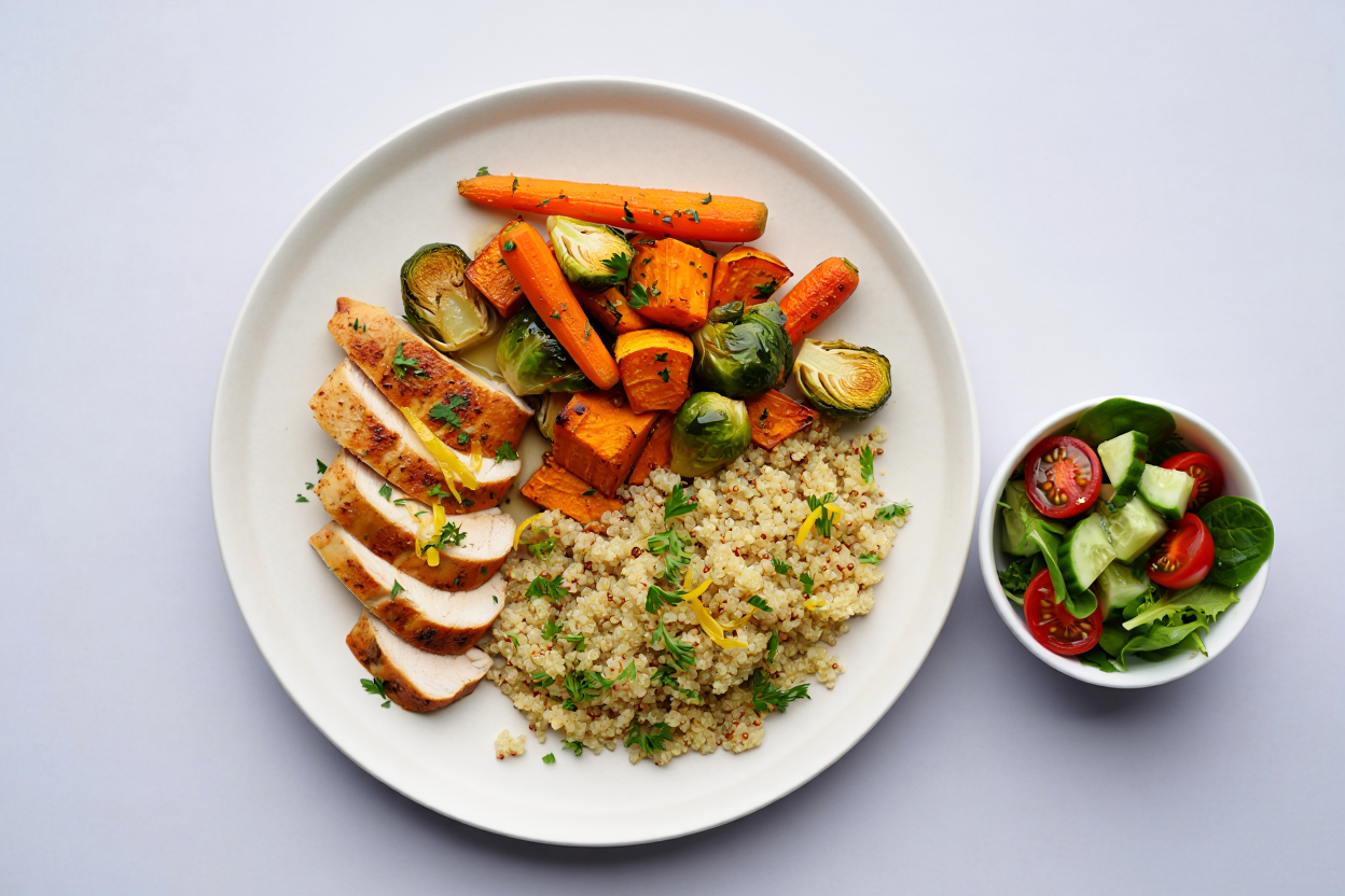 Exemple d'assiette équilibrée avec portions adaptées