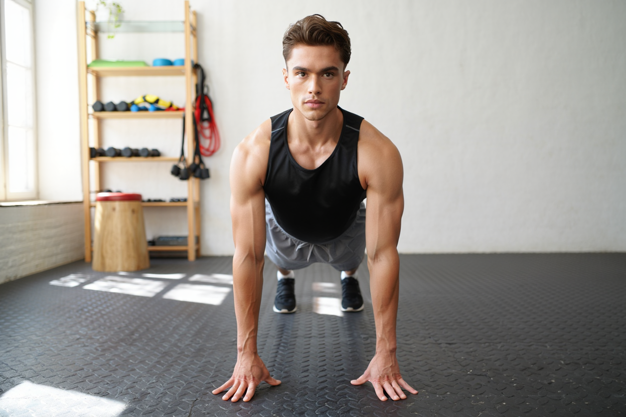 Débutant effectuant des exercices complets au poids du corps