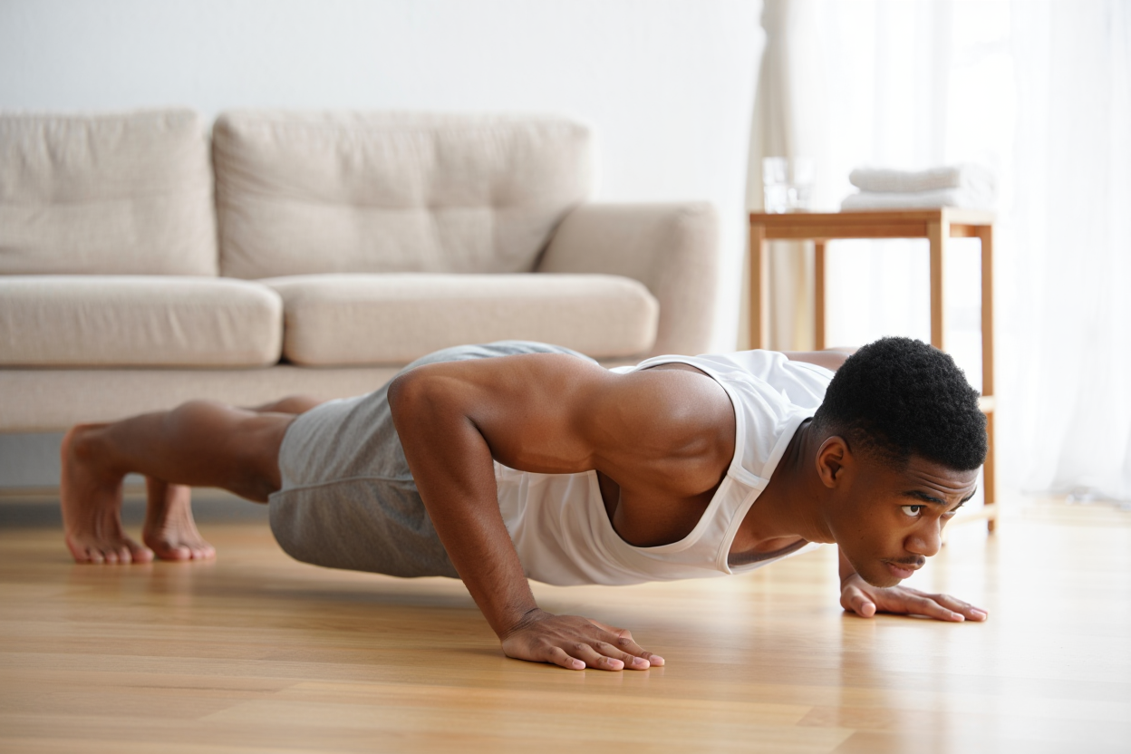 Circuit training pectoraux à domicile avec pompes