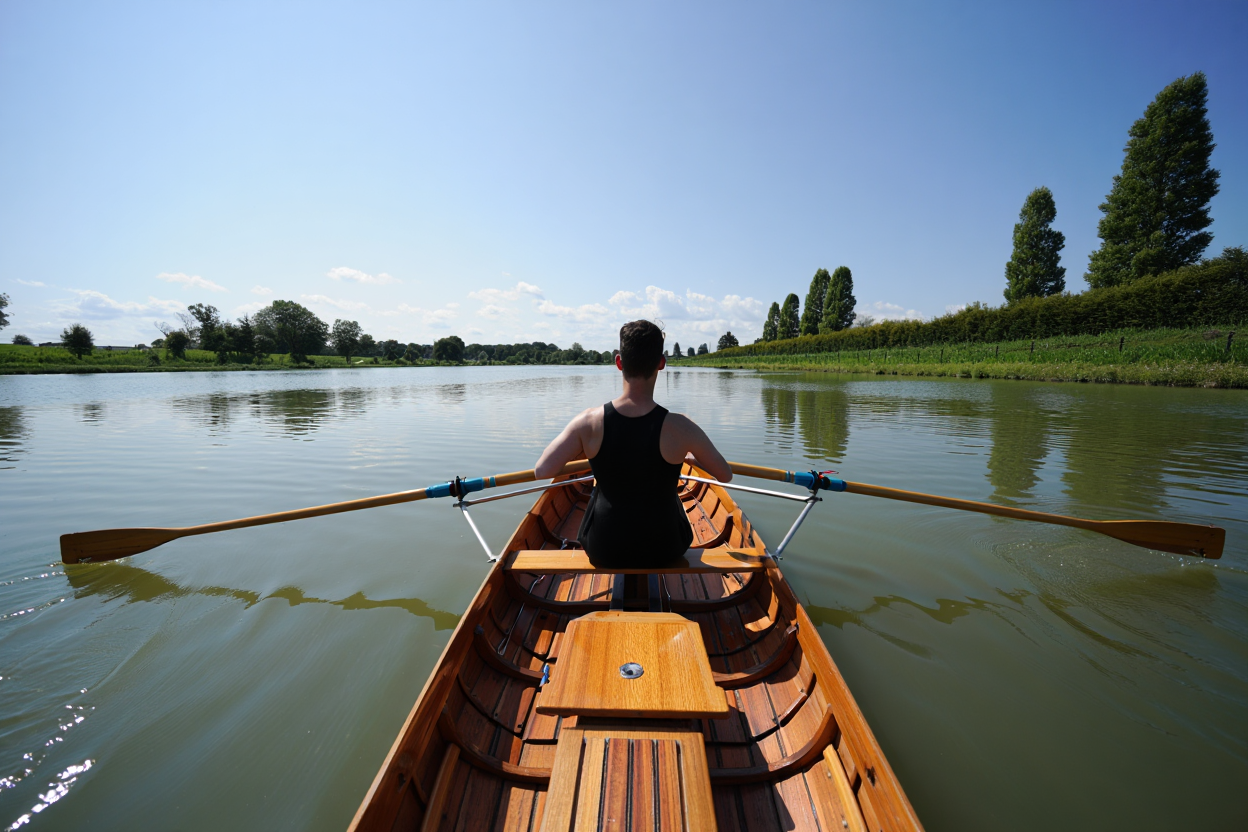 Homme effectuant un rowing inversé sous une table