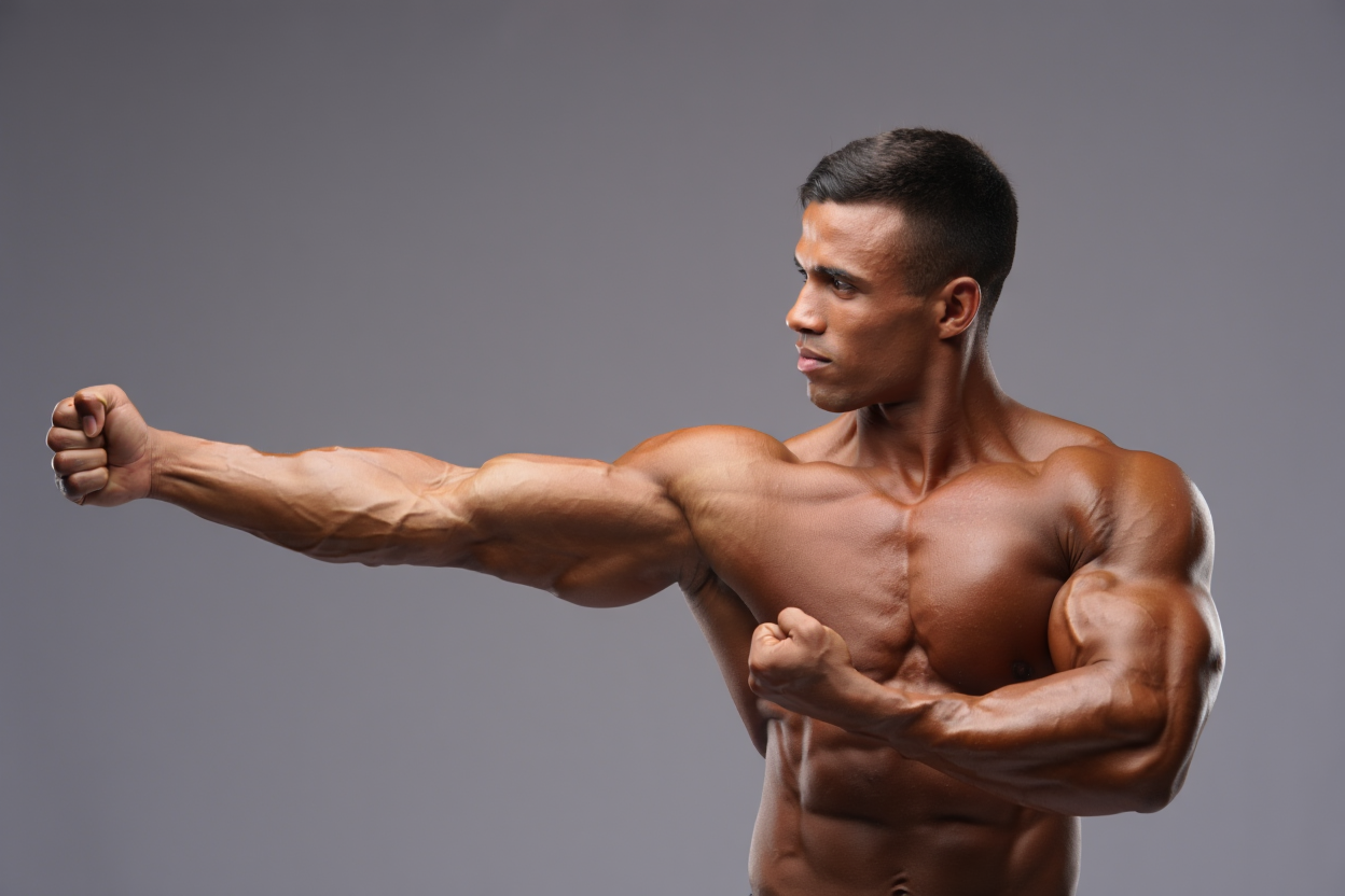 Silhouette masculine musclée et définie après transformation