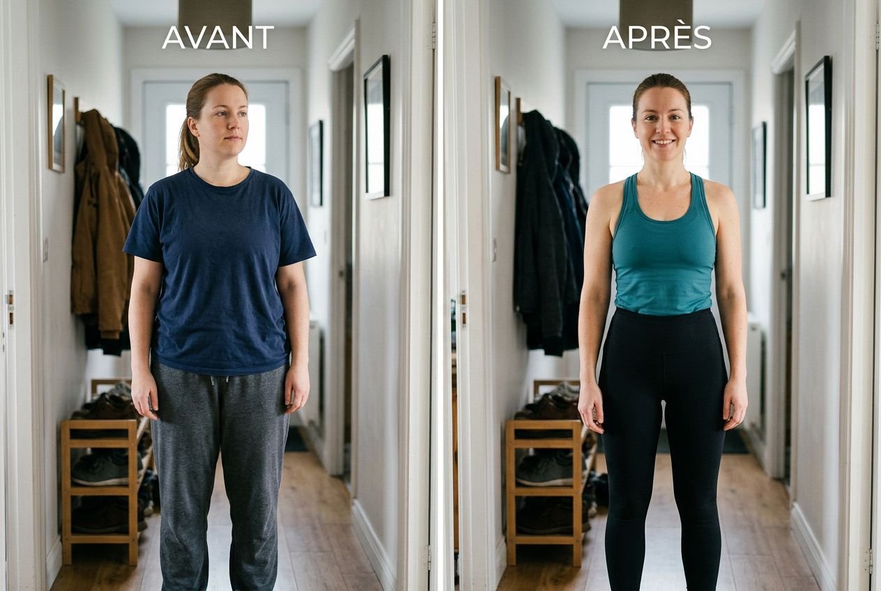Comparaison visuelle d'une femme avant et après affinement
