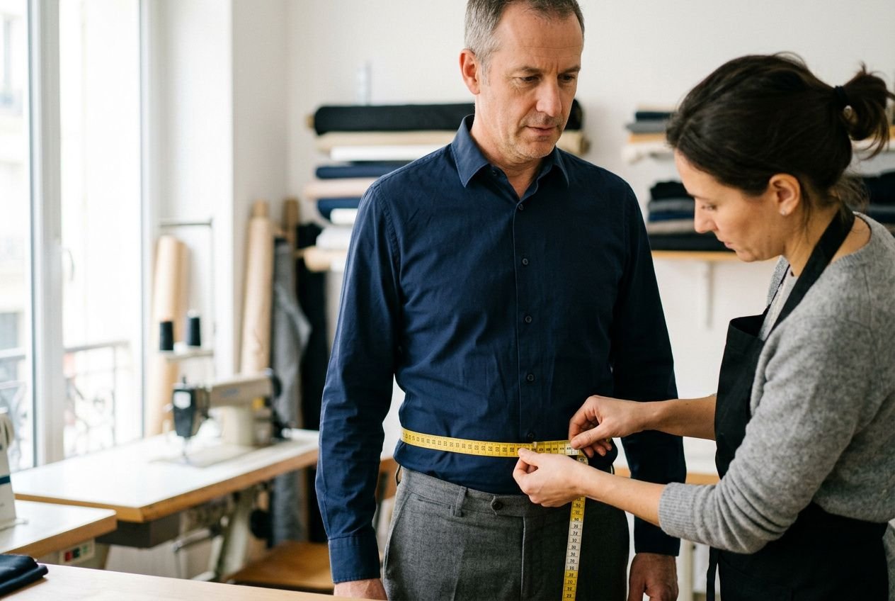 Femme mesurant son tour de taille avec un mètre