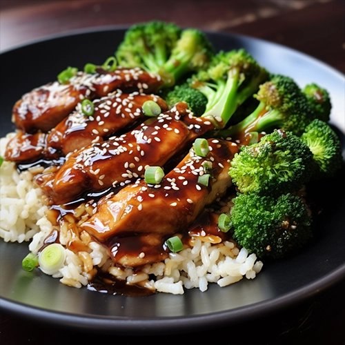 Poulet teriyaki, riz et brocoli