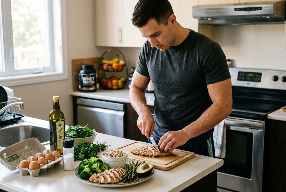 Un homme pr&eacute;pare son repas